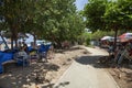 The Sanur beach path with small shops and stalls in Sanur, Bali, Indonesia. Royalty Free Stock Photo