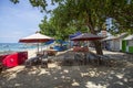 The Sanur beach path with small shops and stalls in Sanur, Bali, Indonesia. Royalty Free Stock Photo