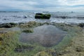 The sea water that is left behind is the hollow of the rocks Royalty Free Stock Photo