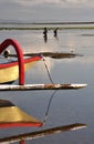 Sanur Women Fishing At Dawn, Bali, Indonesia. Royalty Free Stock Photo