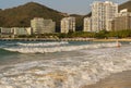 Strong waves of South China Sea on the Dadonghai Beach on the tourist island of Hainan