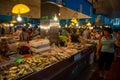 Sanya, Hainan, China - 09.07.2019: Different kinds of raw fresh fish an asian seafood market in Sanya, Hainan, China Royalty Free Stock Photo