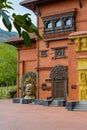 Sanshisan Shuri Kannondo temple on the territory of Buddhist center Nanshan on a cloudy day