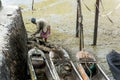 Shellfish gatherers in search of curstaceans for financial support and food for their family. Sao Francisco do Conde, Bahia,