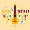 Sao joao brazil festa junina june traditional festival party celebration with guitar poster vector Royalty Free Stock Photo