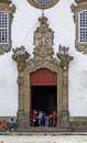 Baroque church portico at the historic center in Sao Joao del Rei, Brazil