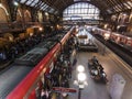Moving inside the Luz Station, trains and passengers at the boarding and landing platforms Royalty Free Stock Photo