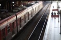 public passenger trains on Luz Station in Sao Paulo city Royalty Free Stock Photo