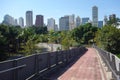 Sao Paulo/Brazil: bicycle path and cityscape