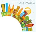 Sao Paulo Brazil City Skyline with Color Buildings, Blue Sky and