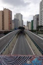 Sao Paulo/Brazil: cityscape, streetview, avenue in downtown Royalty Free Stock Photo