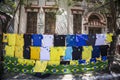 T-shirts from brazilian soccer team are sold by a street vendor Royalty Free Stock Photo