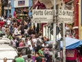Consumers in 25 de Marco Street conner Porto Geral street in Sao Paulo