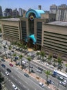 Top view of the facade of Iguatemi Mall Shopping in Brigadeiro Faria Lima Avenue