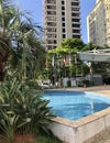 Sao Paulo, Brazil - December 31, 2018: Waterfont in the entrance of Hotel Melia Jardin Europa