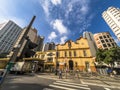 Street in front of the Church of Sao Goncalo, in Joao Mendes Square, downtown Sao Paulo, SP