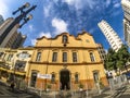 Street in front of the Church of Sao Goncalo, in Joao Mendes Square, downtown Sao Paulo, SP