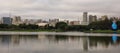 Sao Paulo/Brazil - Apr.10.19: Ibirapuera park, lake, cityscape Royalty Free Stock Photo