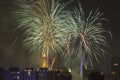 Burning of fireworks during the Reveillon in Brazil