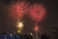 Burning of fireworks during the Reveillon in Brazil