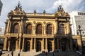 Facade of the Municipal Theater located in Ramos de Azevedo square Royalty Free Stock Photo