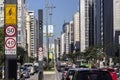 Raffic of vehicles on Paulista Avenue, central region of Sao Paulo city, Brazil