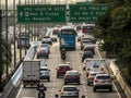 View of traffic on Marginal Tiete highway in Sao Paulo