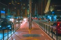 Paulista Avenue at night. bike path of paulista avenue. Royalty Free Stock Photo