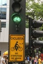 Bicycle semaphore transit on paulista avenue in sao paulo