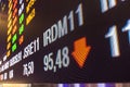 Display with stock quotes in the modern visitor center of B3, Brasil, Bolsa, Balcao, in the headquarters of BOVESPA