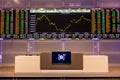 Display with stock quotes in the modern visitor center of B3, Brasil, Bolsa, Balcao, in the headquarters of BOVESPA