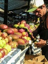 Mangoes are sold at the stall of a street fair in the city of Sao Paulo, Brazil Royalty Free Stock Photo