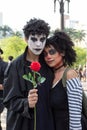 Zombie Walk on All Soul Day, Hallowmas. Parade for the Day of the Dead in cosplay and makeup