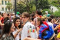 Sao Paulo, Brazil - October, 20 2017. Known as Peruada, it is the traditional street party organized by USP Law School in downtown Royalty Free Stock Photo