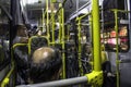 Passengers inside of the bus in Paulista Avenue at night, in cetral region of Sao Paulo Royalty Free Stock Photo