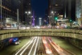 Sao Paulo, Brazil: Paulista avenue at night, light traffic at rush hour Royalty Free Stock Photo