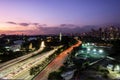 Sao Paulo city at nightfall, Brazil Ibirapuera Park - Obelisk.