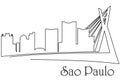 Sao Paulo city one line drawing abstract background