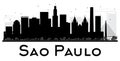 Sao Paulo City skyline black and white silhouette.
