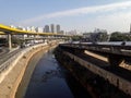 Sao Paulo cityscape, viaduct and river Royalty Free Stock Photo