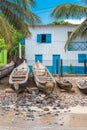 Sao Tome, dugouts on the beach