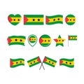 Sao Tome and Principe flag icon set vector isolated on a white background