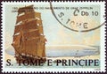 SAO TOME AND PRINCIPE - CIRCA 1988: A stamp shows Ferdinand von Zeppelin sailing ship, dirigible L23, circa 1988.