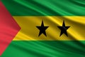 SÃ£o TomÃ© and PrÃ­ncipe flag with fabric texture, official colors, 3D illustration