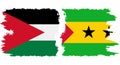 Sao Tome and Principe and Jordan grunge flags connection vector