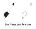 Sao Tome and Principe, Saint Thomas and Prince Country Map. Black silhouette and outline isolated on white background. EPS Vector