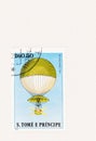 Sao Tome and Principe Postage Stamp with Balloon Flight Royalty Free Stock Photo