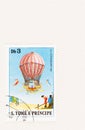 Sao Tome and Principe Postage Stamp with Hydrogen Balloon Royalty Free Stock Photo