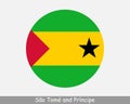 Sao Tome and Principe Round Circle Flag. Sao Tomean Circular Button Banner Icon. EPS Vector Royalty Free Stock Photo