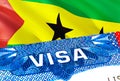 Sao Tome and Principe Visa. Travel to Sao Tome and Principe focusing on word VISA, 3D rendering. Sao Tome and Principe immigrate